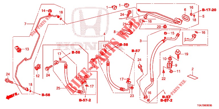 CLIMATISEUR (FLEXIBLES/TUYAUX) (2.0L/2.4L) (LH) pour Honda CR-V 2.0 EXCLUSIVE NAVI 5 Portes 6 vitesses manuelles 2014