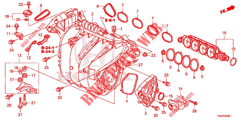COLLECTEUR D'ADMISSION (2.0L) pour Honda CR-V 2.0 EXCLUSIVE NAVI 5 Portes 6 vitesses manuelles 2014