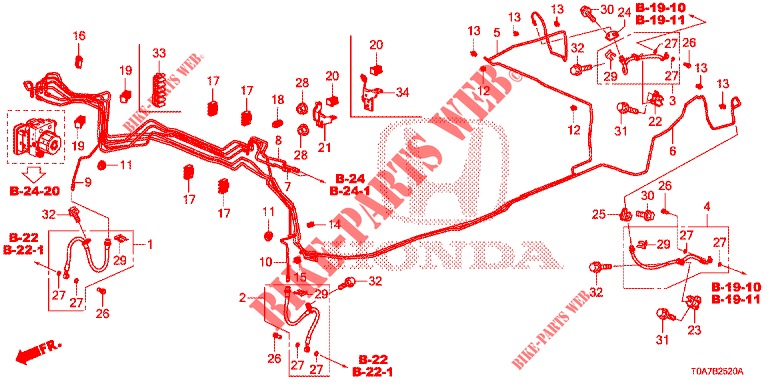 CONDUITES DE FREIN (2.0L) (2.4L) (LH) pour Honda CR-V 2.0 EXCLUSIVE NAVI 5 Portes 6 vitesses manuelles 2014