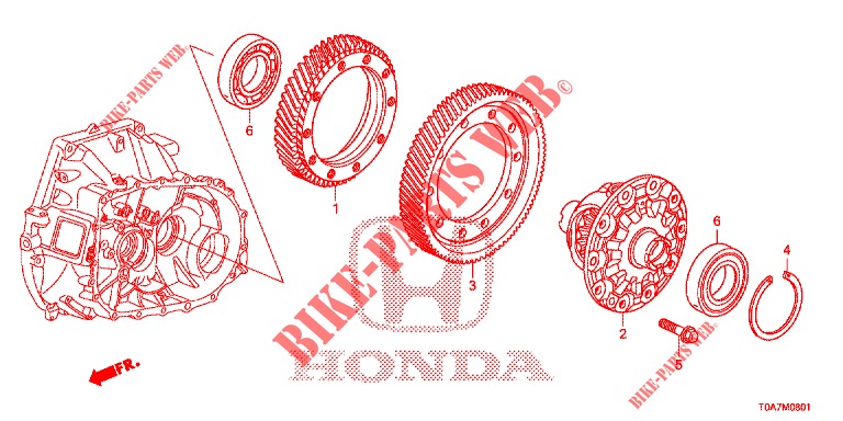 DIFFERENTIEL (2.0L) (4WD) pour Honda CR-V 2.0 EXCLUSIVE NAVI 5 Portes 6 vitesses manuelles 2014