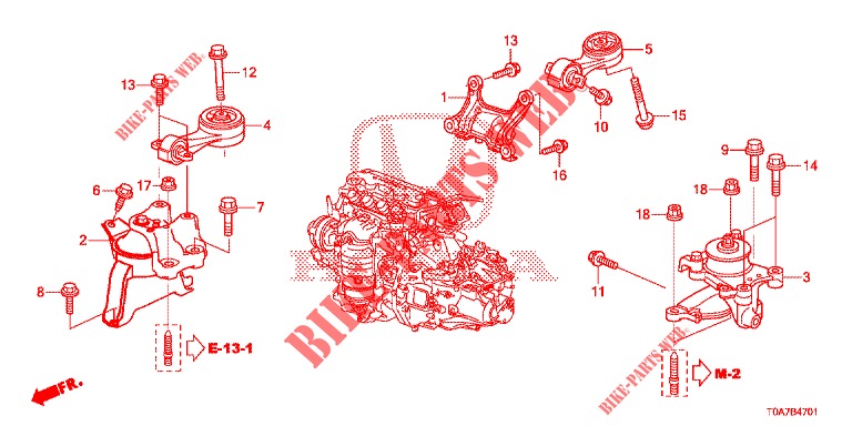 SUPPORTS DE MOTEUR (2.0L) (MT) pour Honda CR-V 2.0 EXCLUSIVE NAVI 5 Portes 6 vitesses manuelles 2014