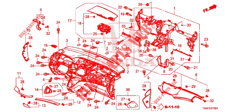 PANNEAU D'INSTRUMENT (LH) pour Honda CR-V 2.0 ELEGANCE 5 Portes 6 vitesses manuelles 2015