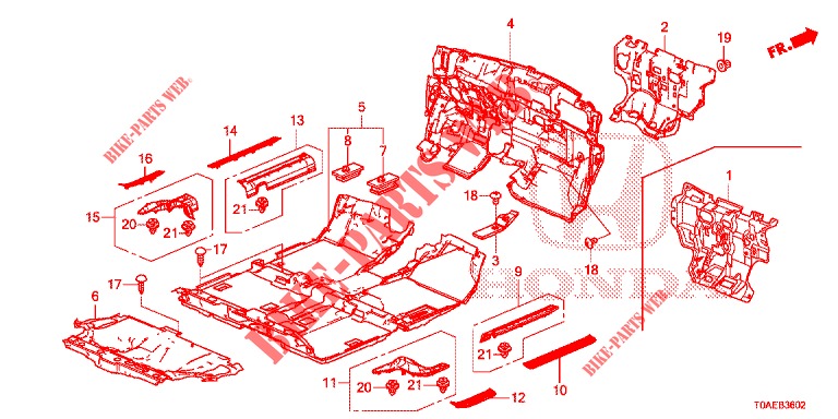 TAPIS DE SOL (3) pour Honda CR-V 2.0 EXCLUSIVE NAVI 5 Portes 5 vitesses automatique 2015