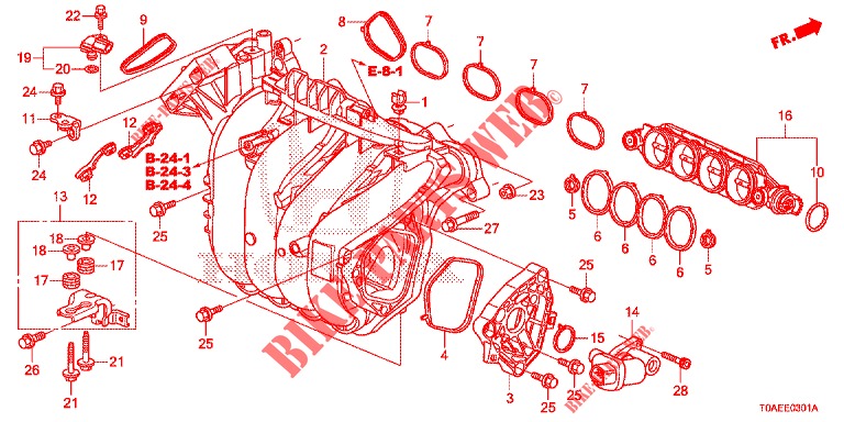 COLLECTEUR D'ADMISSION (2.0L) pour Honda CR-V 2.0 S 5 Portes 5 vitesses automatique 2015