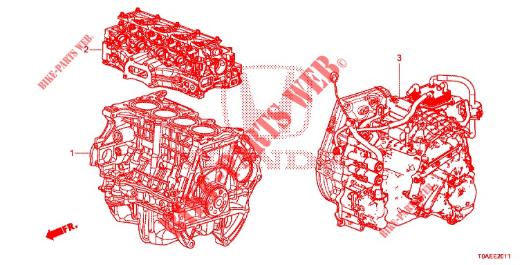 ENS. DE MOTEUR/ENS. BOITE DE VITESSES (2.0L) pour Honda CR-V 2.0 S 5 Portes 5 vitesses automatique 2015