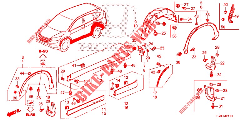 GARNITURE DE LONGRINE LATERALE/PROTECTION pour Honda CR-V 2.0 S 5 Portes 5 vitesses automatique 2015