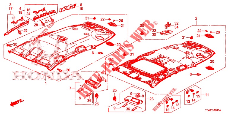 GARNITURE DE PLAFOND (1) pour Honda CR-V 2.0 S 5 Portes 5 vitesses automatique 2015
