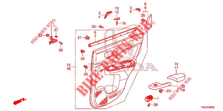 GARNITURE DE PORTE AR. pour Honda CR-V 2.0 S 5 Portes 5 vitesses automatique 2015