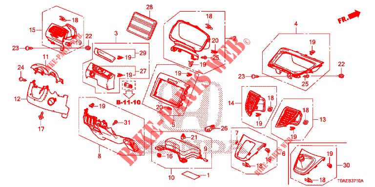 GARNITURE D'INSTRUMENT (COTE DE CONDUCTEUR) (LH) pour Honda CR-V 2.0 S 5 Portes 5 vitesses automatique 2015