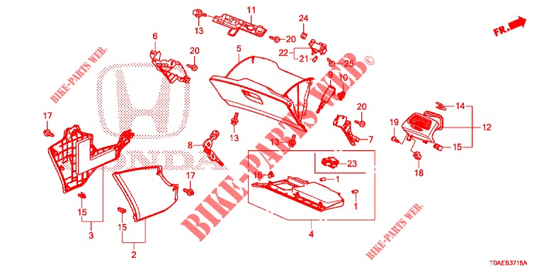 GARNITURE D'INSTRUMENT (COTE DE PASSAGER) (LH) pour Honda CR-V 2.0 S 5 Portes 5 vitesses automatique 2015