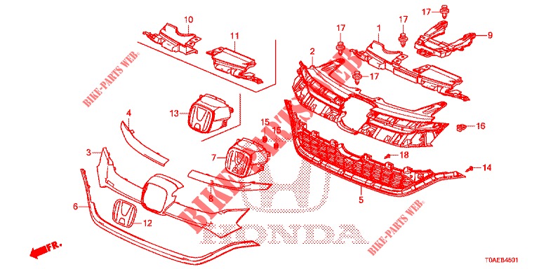 GRILLE AVANT (2) pour Honda CR-V 2.0 S 5 Portes 5 vitesses automatique 2015