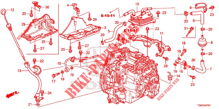 TUYAU ATF/RECHAUFFEUR ATF (2.0L) pour Honda CR-V 2.0 S 5 Portes 5 vitesses automatique 2015