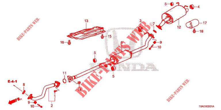 TUYAU D'ECHAPPEMENT/SILENCIEUX (2.0L) pour Honda CR-V 2.0 S 5 Portes 5 vitesses automatique 2015