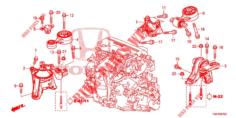 SUPPORTS DE MOTEUR (DIESEL) (1.6L) pour Honda CR-V DIESEL 1.6 ELEGANCE 5 Portes 6 vitesses manuelles 2014