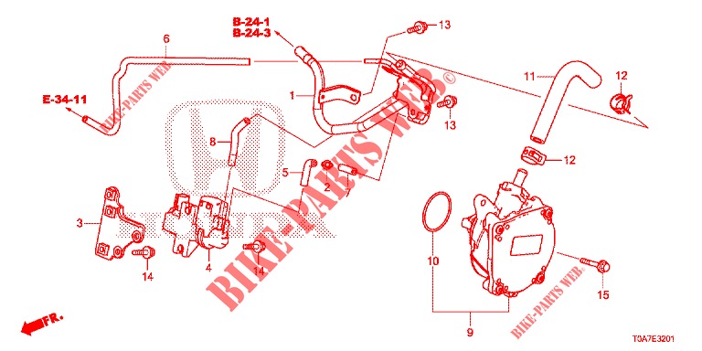 TUYAU D'INSTALLATION/POMPE A VIDE (DIESEL) (1.6L) pour Honda CR-V DIESEL 1.6 EXECUTIVE NAVI 5 Portes 6 vitesses manuelles 2014