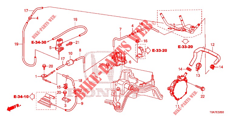 TUYAU D'INSTALLATION/POMPE A VIDE (DIESEL) (2.2L) pour Honda CR-V DIESEL 2.2 COMFORT 5 Portes 6 vitesses manuelles 2014