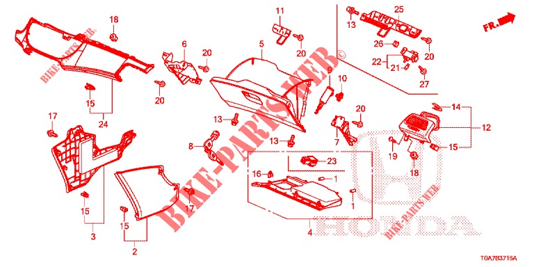GARNITURE D'INSTRUMENT (COTE DE PASSAGER) (LH) pour Honda CR-V DIESEL 2.2 ELEGANCE 5 Portes 5 vitesses automatique 2014