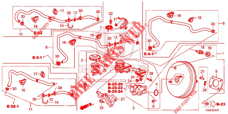 MAITRE CYLINDRE DE FREIN/ALIMENTATION PRINCIPALE (LH) (2) pour Honda CR-V DIESEL 1.6 ELEGANCE NAVI 4WD 5 Portes 6 vitesses manuelles 2015