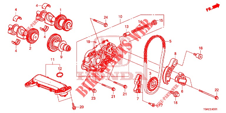 POMPE A HUILE (DIESEL) (2) pour Honda CR-V DIESEL 1.6 ELEGANCE NAVI 4WD 5 Portes 6 vitesses manuelles 2015