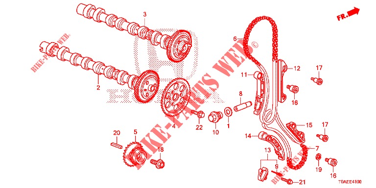ARBRE A CAMES/CHAINE A CAMES (DIESEL) pour Honda CR-V DIESEL 1.6 INNOVA 5 Portes 9 vitesses automatique 2015