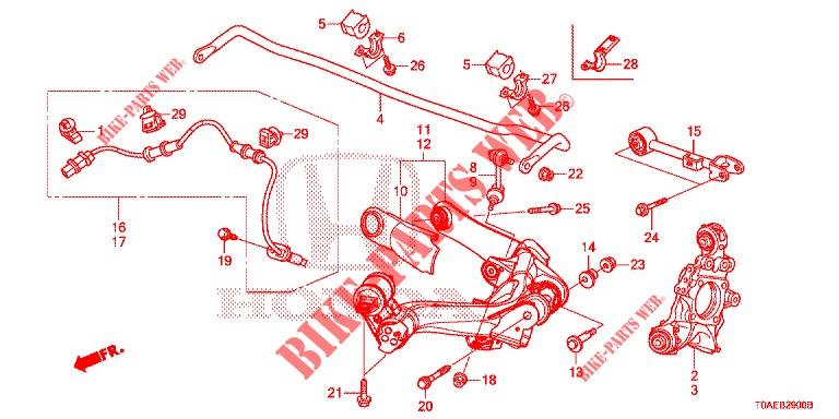 BRAS INFERIEUR ARRIERE pour Honda CR-V DIESEL 1.6 INNOVA 5 Portes 9 vitesses automatique 2015