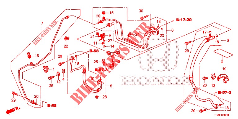 CLIMATISEUR (FLEXIBLES/TUYAUX) (LH) (3) pour Honda CR-V DIESEL 1.6 INNOVA 5 Portes 9 vitesses automatique 2015