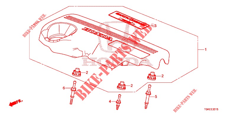 COUVERCLE DE MOTEUR (DIESEL) pour Honda CR-V DIESEL 1.6 INNOVA 5 Portes 9 vitesses automatique 2015