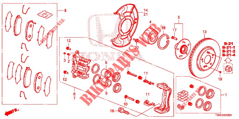 FREIN AVANT (1) pour Honda CR-V DIESEL 1.6 INNOVA 5 Portes 9 vitesses automatique 2015