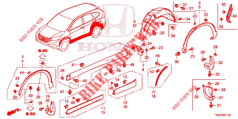 GARNITURE DE LONGRINE LATERALE/PROTECTION pour Honda CR-V DIESEL 1.6 INNOVA 5 Portes 9 vitesses automatique 2015