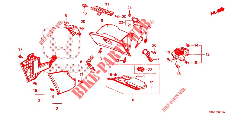 GARNITURE D'INSTRUMENT (COTE DE PASSAGER) (LH) pour Honda CR-V DIESEL 1.6 INNOVA 5 Portes 9 vitesses automatique 2015