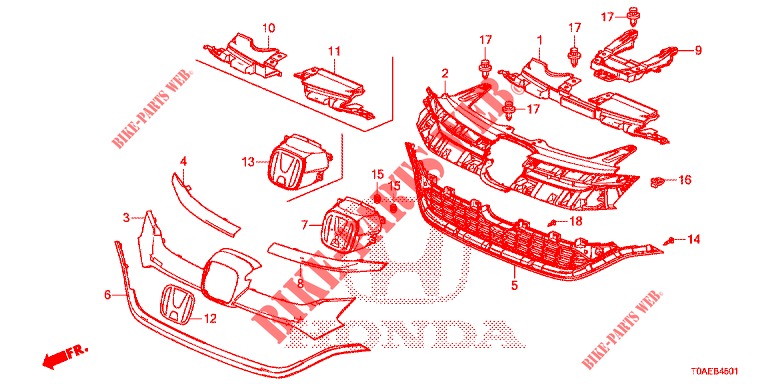 GRILLE AVANT (2) pour Honda CR-V DIESEL 1.6 INNOVA 5 Portes 9 vitesses automatique 2015