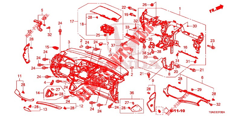 PANNEAU D'INSTRUMENT (LH) pour Honda CR-V DIESEL 1.6 INNOVA 5 Portes 9 vitesses automatique 2015