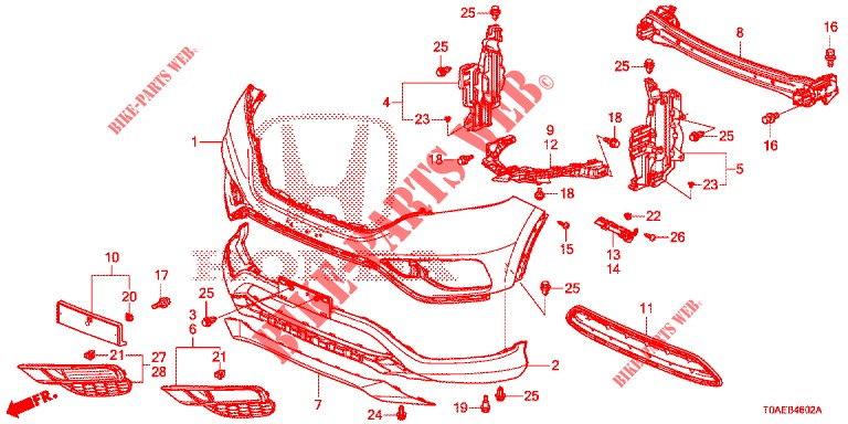 PARE CHOCS AVANT (3) pour Honda CR-V DIESEL 1.6 INNOVA 5 Portes 9 vitesses automatique 2015