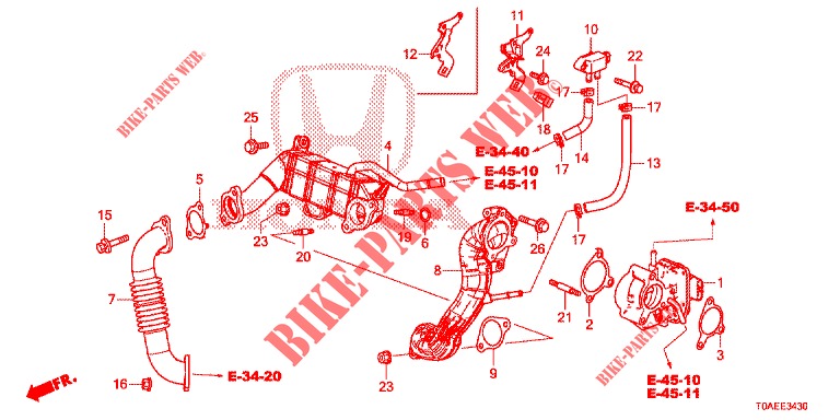 SOUPAPE DE EGR (LP) (DIESEL) pour Honda CR-V DIESEL 1.6 INNOVA 5 Portes 9 vitesses automatique 2015