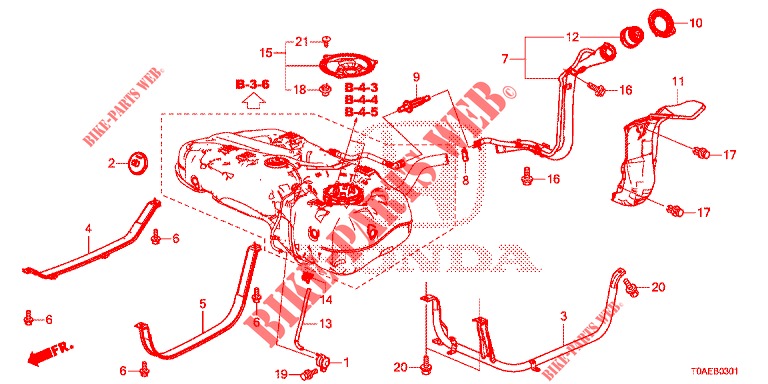 TUYAU DE REMPLISSAGE DE CARBURANT (DIESEL) pour Honda CR-V DIESEL 1.6 INNOVA 5 Portes 9 vitesses automatique 2015