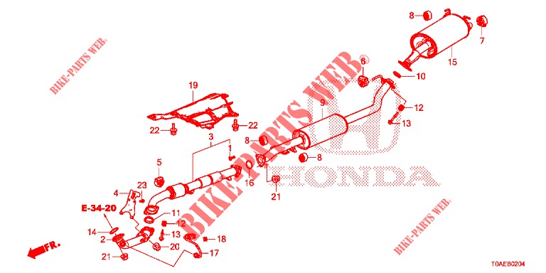 TUYAU D'ECHAPPEMENT/SILENCIEUX (DIESEL) (2) pour Honda CR-V DIESEL 1.6 INNOVA 5 Portes 9 vitesses automatique 2015
