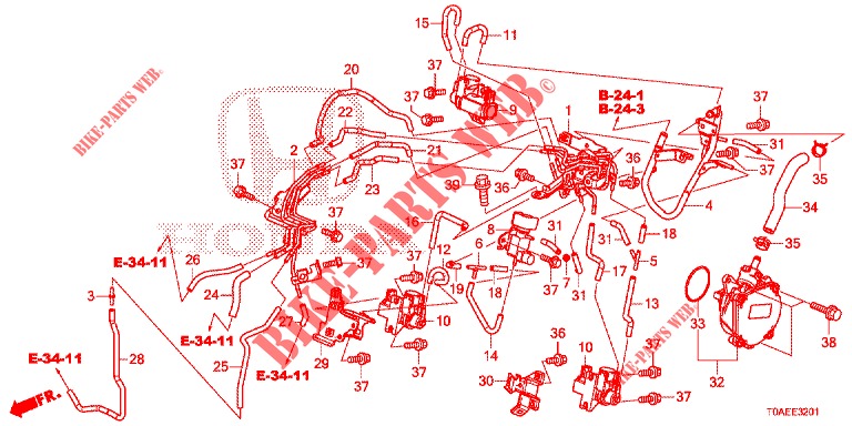 TUYAU D'INSTALLATION/POMPE A VIDE (DIESEL) (2) pour Honda CR-V DIESEL 1.6 INNOVA 5 Portes 9 vitesses automatique 2015