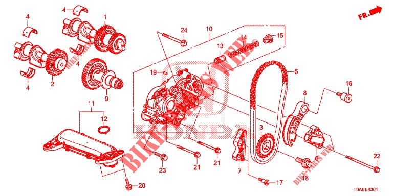 POMPE A HUILE (DIESEL) (2) pour Honda CR-V DIESEL 1.6 EXCLUSIVE NAVI 4WD 5 Portes 6 vitesses manuelles 2015