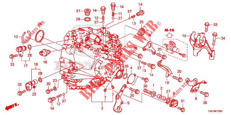 BOITE DE VITESSES (DIESEL) (2.2L) pour Honda CR-V DIESEL 2.2 EXCLUSIVE 5 Portes 6 vitesses manuelles 2013