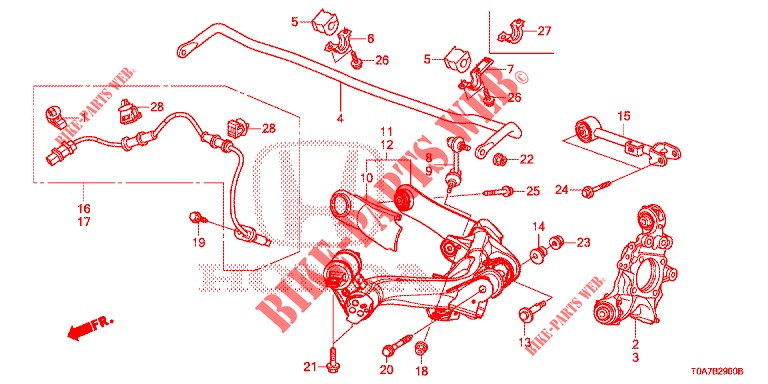 BRAS INFERIEUR ARRIERE pour Honda CR-V DIESEL 2.2 EXCLUSIVE 5 Portes 6 vitesses manuelles 2013