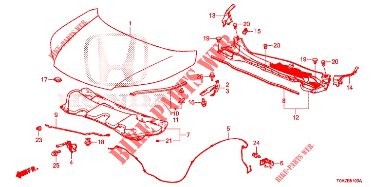 CAPOT MOTEUR (LH) pour Honda CR-V DIESEL 2.2 EXCLUSIVE 5 Portes 6 vitesses manuelles 2013
