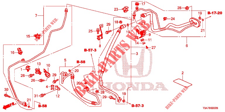 CLIMATISEUR (FLEXIBLES/TUYAUX) (DIESEL) (2.2L) (LH) pour Honda CR-V DIESEL 2.2 EXCLUSIVE 5 Portes 6 vitesses manuelles 2013