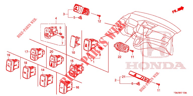 COMMUTATEUR (LH) pour Honda CR-V DIESEL 2.2 EXCLUSIVE 5 Portes 6 vitesses manuelles 2013