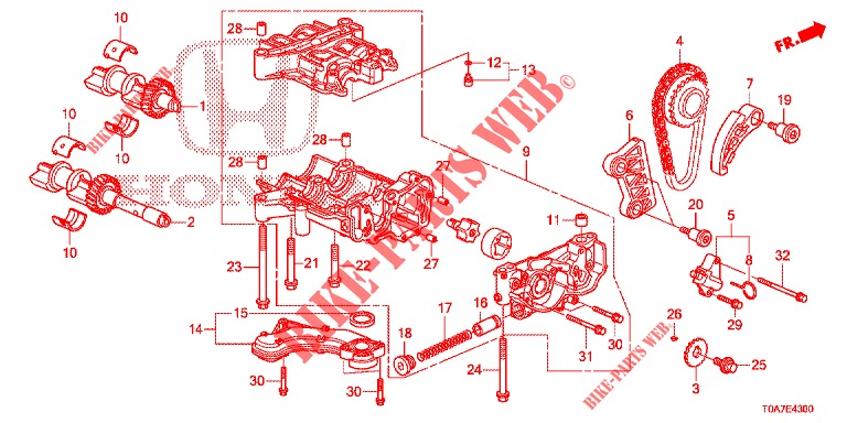 POMPE A HUILE (DIESEL) (2.2L) pour Honda CR-V DIESEL 2.2 EXCLUSIVE 5 Portes 6 vitesses manuelles 2013