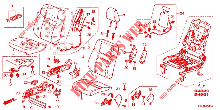 SIEGE AVANT (D.) pour Honda CR-V DIESEL 2.2 EXCLUSIVE 5 Portes 6 vitesses manuelles 2013