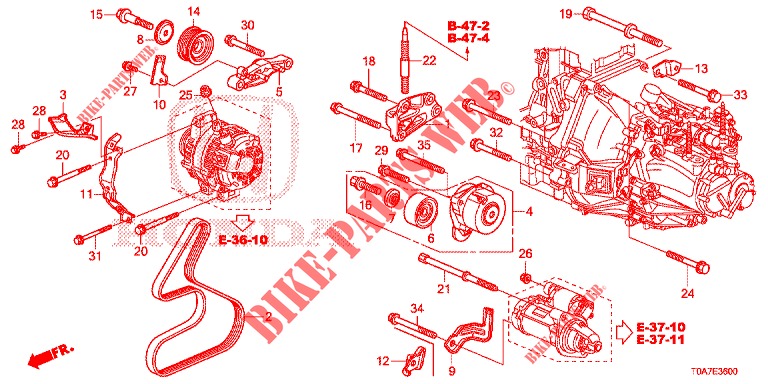 SUPPORT DE MOTEUR (DIESEL) (2.2L) pour Honda CR-V DIESEL 2.2 EXCLUSIVE 5 Portes 6 vitesses manuelles 2013