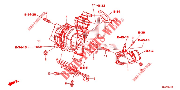 TURBOCOMPRESSEUR (DIESEL) (2.2L) pour Honda CR-V DIESEL 2.2 EXCLUSIVE 5 Portes 6 vitesses manuelles 2013
