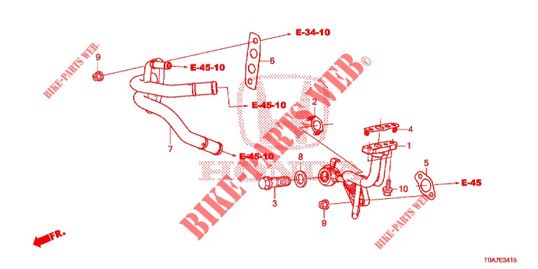 TUYAU D'HUILE DU TURBOCOMPRESSEUR (DIESEL) (2.2L) pour Honda CR-V DIESEL 2.2 EXCLUSIVE 5 Portes 6 vitesses manuelles 2013