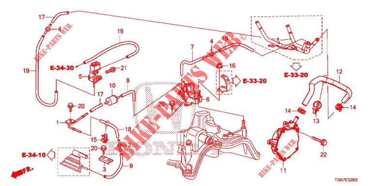 TUYAU D'INSTALLATION/POMPE A VIDE (DIESEL) (2.2L) pour Honda CR-V DIESEL 2.2 EXCLUSIVE 5 Portes 6 vitesses manuelles 2013