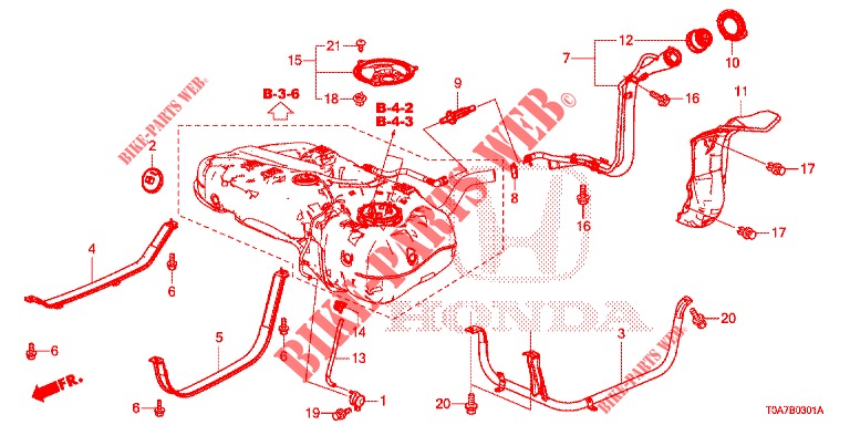TUYAU DE REMPLISSAGE DE CARBURANT (DIESEL) pour Honda CR-V DIESEL 2.2 COMFORT 5 Portes 5 vitesses automatique 2013